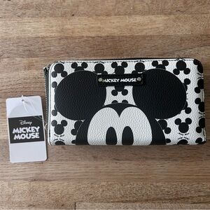 Aldi Mickey Mouse wallet zip around NWT Disney black & white ears graphic print